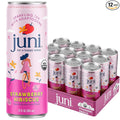 Juni Sparkling Adaptogen Drink with Ashwagandha, Lion’s Mane & Reishi Mushrooms | Green Tea for Focus, Zero Sugar, 5 Calories | Decaffeinated, Non Alcoholic Drinks - Strawberry Hibiscus 12 pack