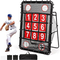 Pitching Net with Strike Zone, 9 Hole Baseball Pitching Target, Portable Softball Baseball Training Equipment with Carry Bag