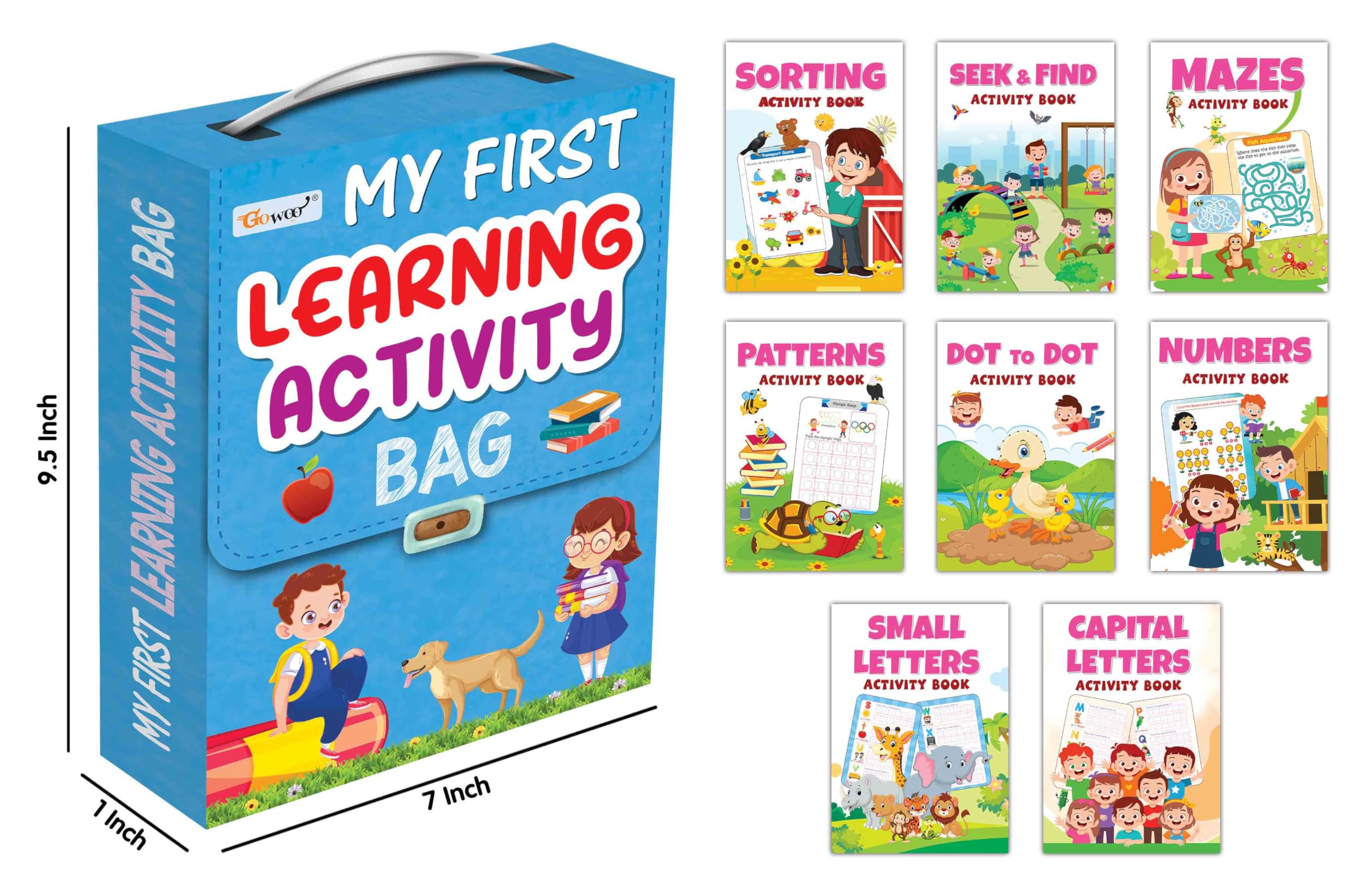 My First Learning Activity Bag : Educational Activity Books, Activity Bag For Early Learners, Kid'S Activity Bag Set-Ages 3-12, Mazes, Small Letters, Capital Letter And More | Activity Books