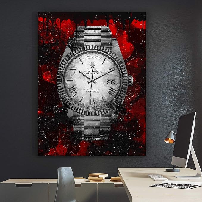 Luxury Watch Canvas Print Office Wall Decor Modern Art Pop Culture Decoration Inspiration Clock Timer Prints Framed Arts Walls Furniture (36" x 24")