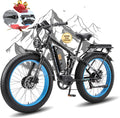 52V Electric Bike for Adults, 38MPH 26” Fat Tire Dirtbike 6000W Peak, AWD Ebike Dual Motor,26AH Removable Battery Fast Full Hydraulic Brake