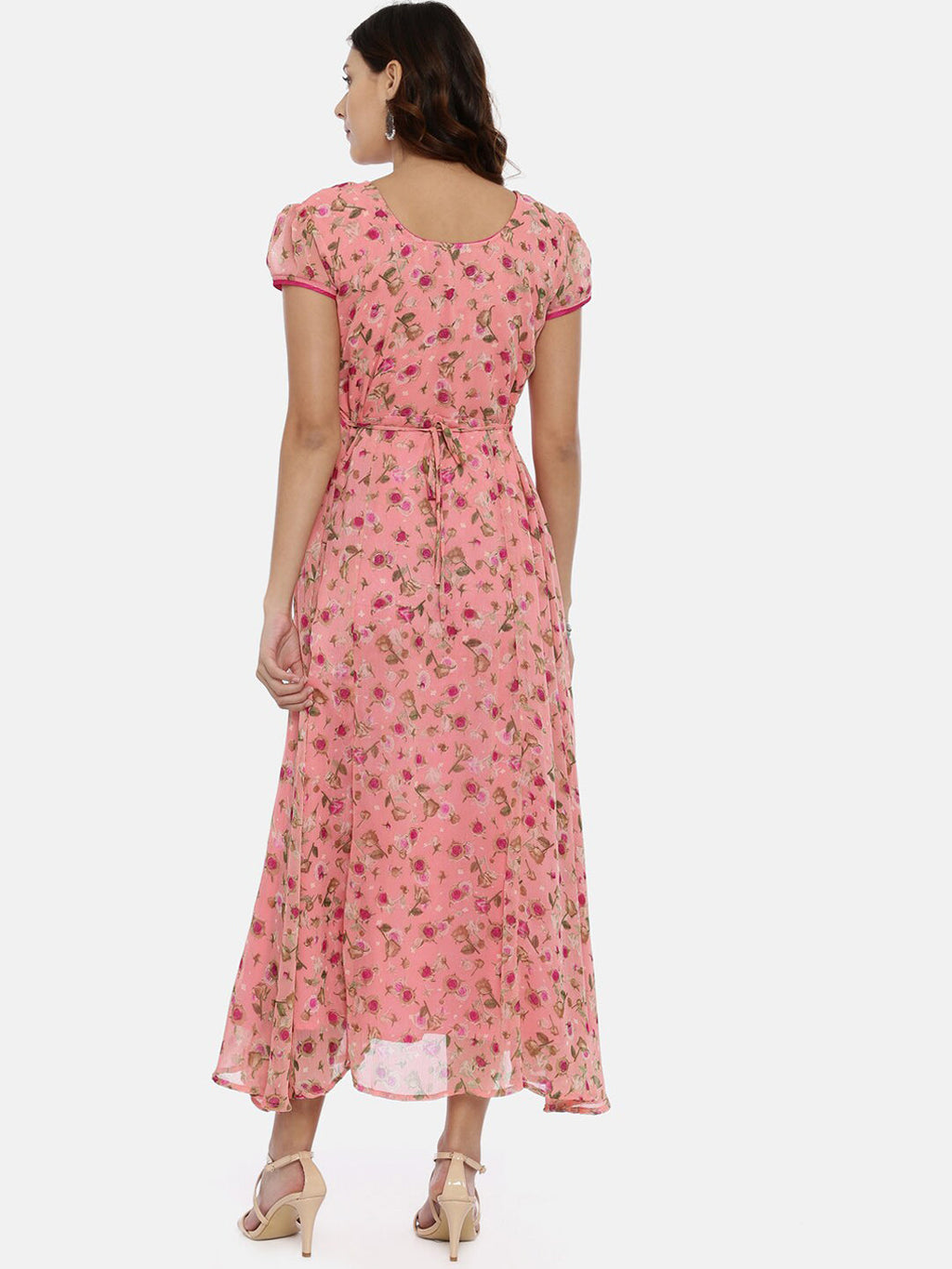 Souchii Women Pink Printed Fit And Flare Beautiful Dress