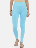 Souchii Light-Blue Solid Ankle-Length Leggings