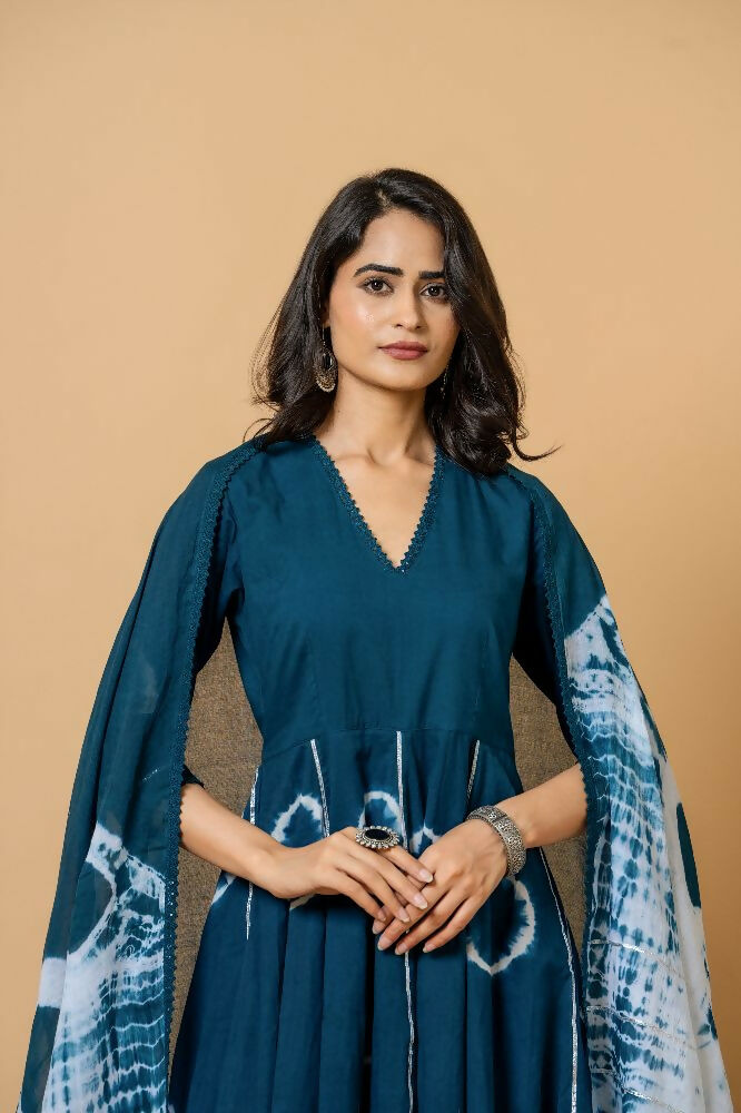 Joban Fashion Navy Blue Tie & Dye Cotton Suit Set