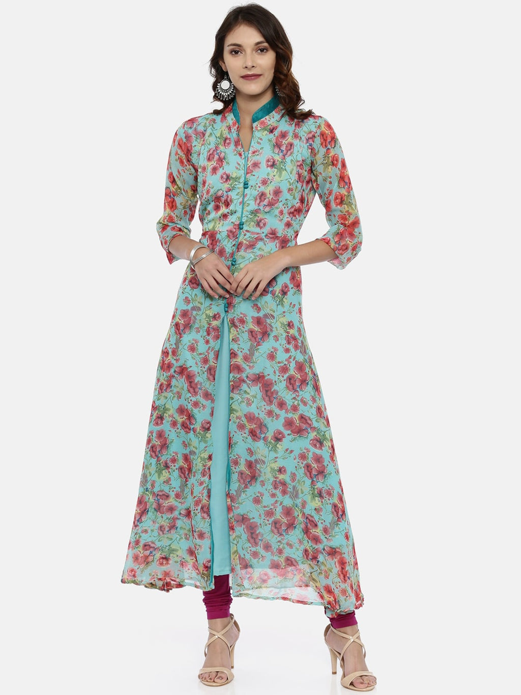 Souchii Purple Solid Slim-Fit Churidar-Length Leggings