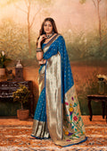 Anaita Teal Designer Zari Weaving Pure Paithani Silk Saree With Blouse