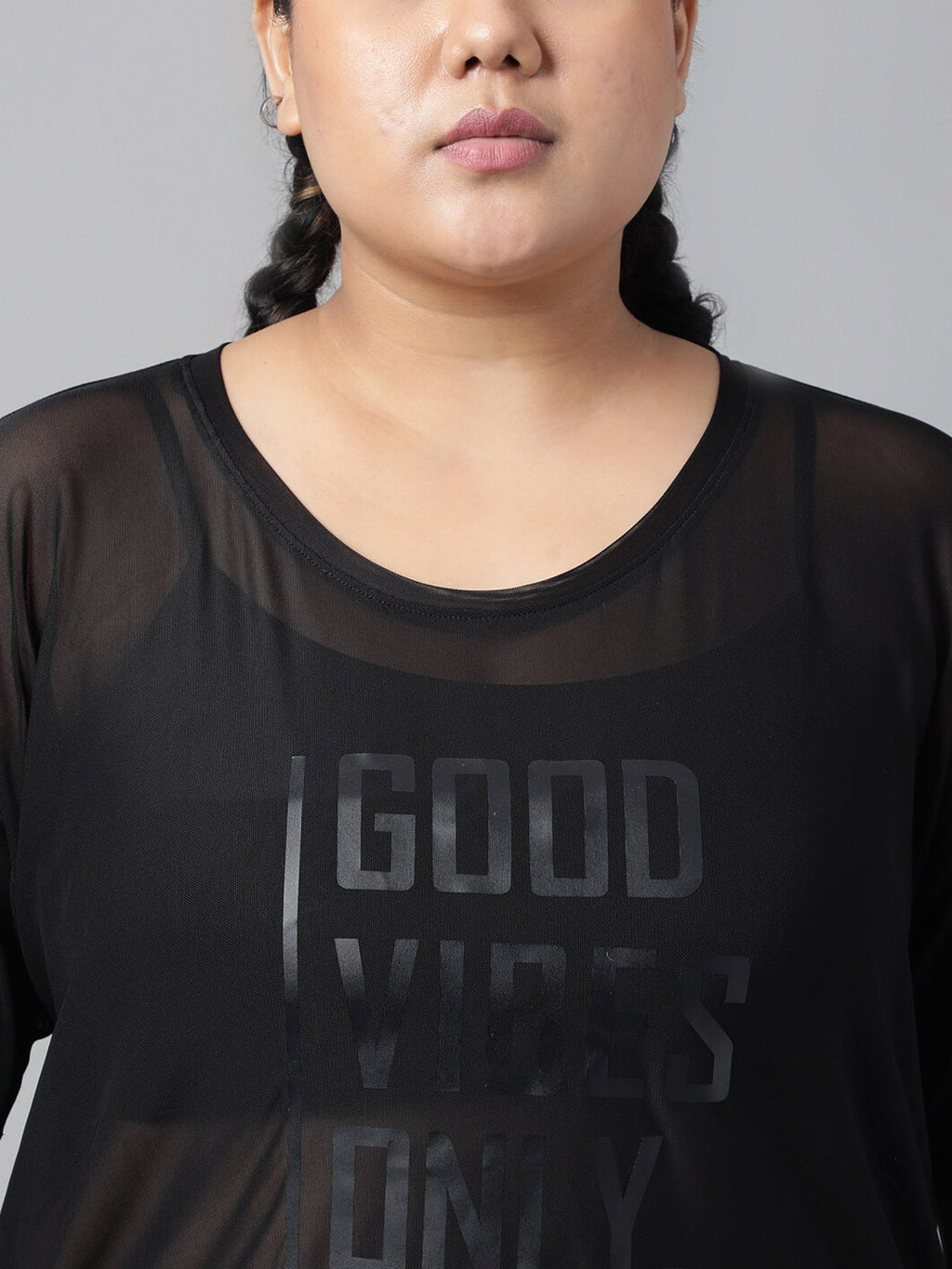 MKH Plus Size Typography Printed Drop-Shoulder Sleeves Dri-FIT Relaxed Fit Sports T-shirt