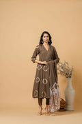 Joban Fashion Brown Tie & Dye Cotton Suit Set