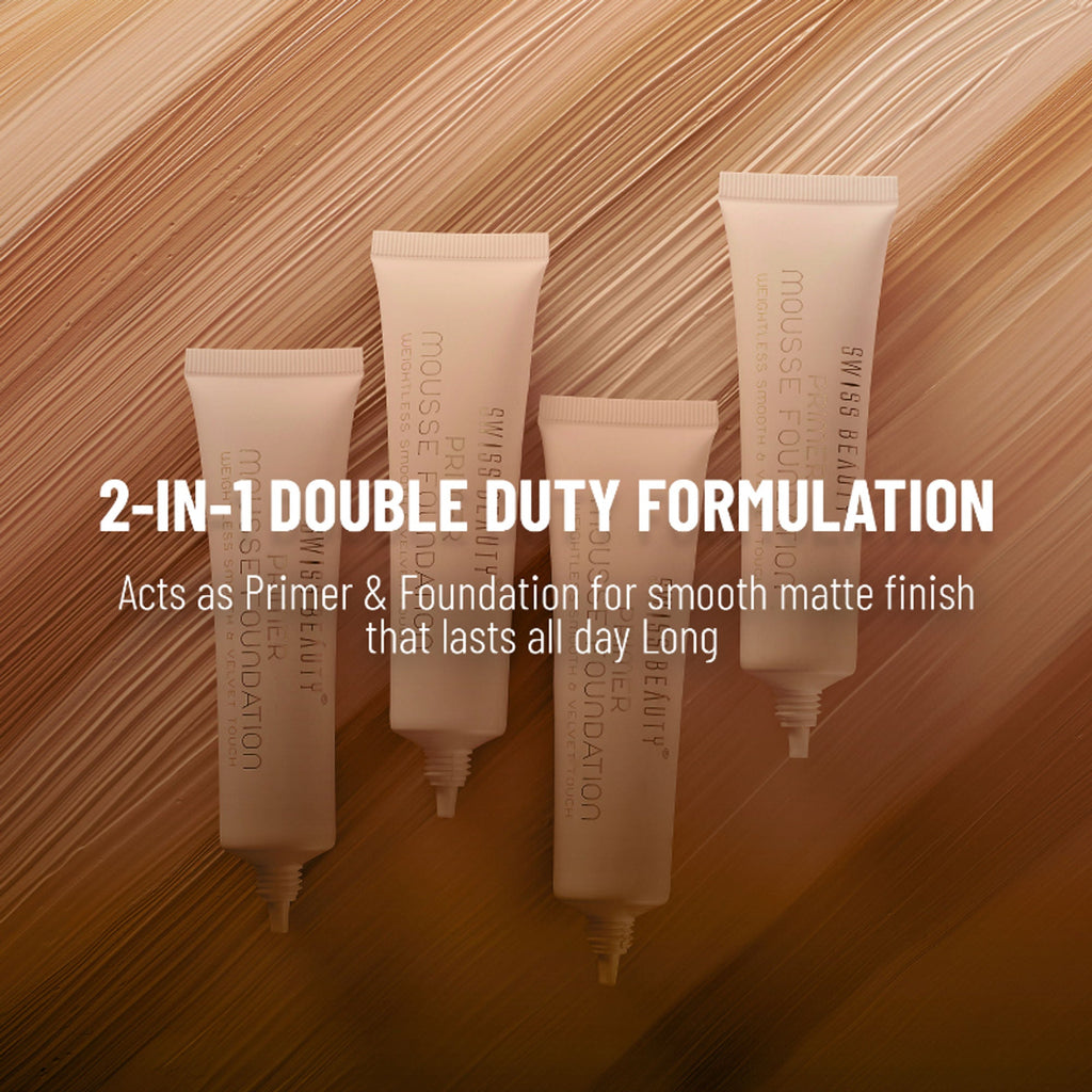 Swiss Beauty Primer Mousse Foundation - 1 White Ivory