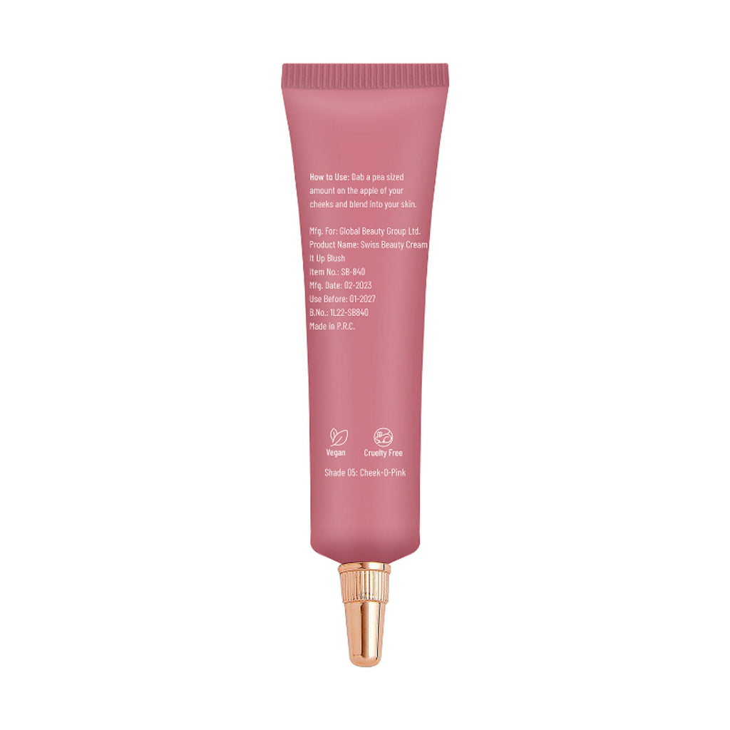 Swiss Beauty Cream It Up Blusher With Shea Butter , Multi-Functional , Matte Finish - 5 Cheek-o-pink