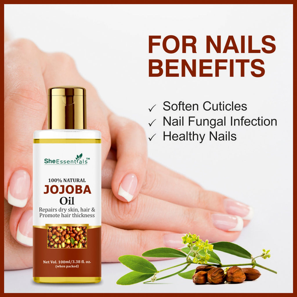 She Essentials Pure Cold Pressed Natural Unrefined Jojoba Oil For Face, Hair & Skin