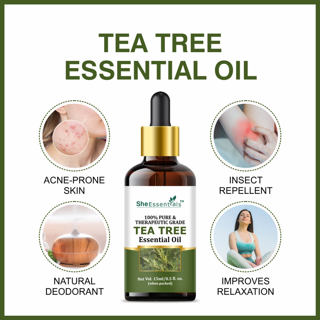 She Essentials Rose Oil & Tea Tree Essential Oil Combo - Hair & Skin
