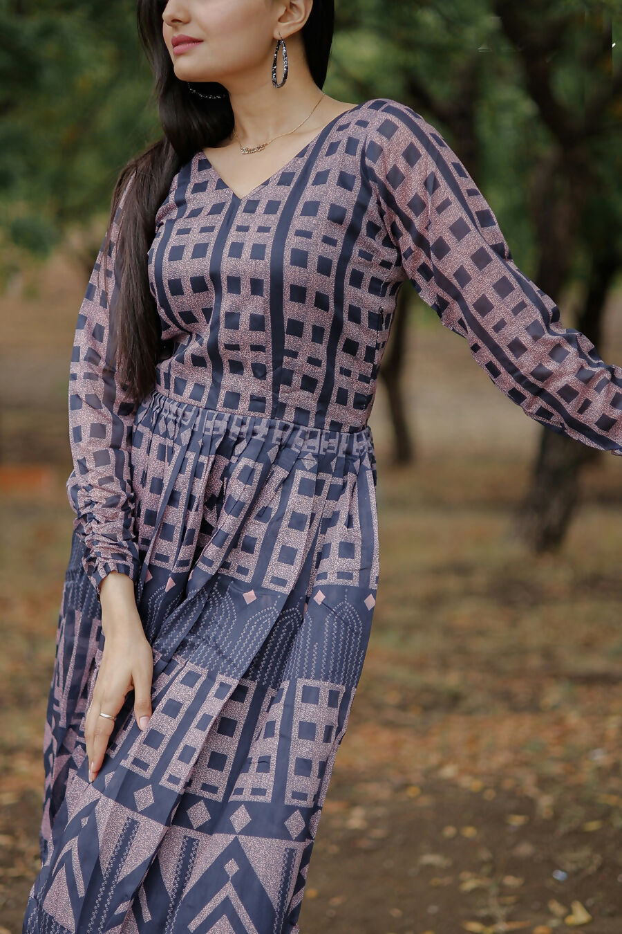 Aayaa Pure Chanderi Gown With Heavy Digital Print - Multi Color
