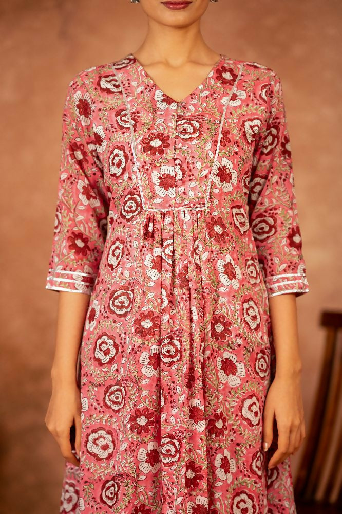 Joban Fashion Pink Hand Block Printed Cotton Suit Set