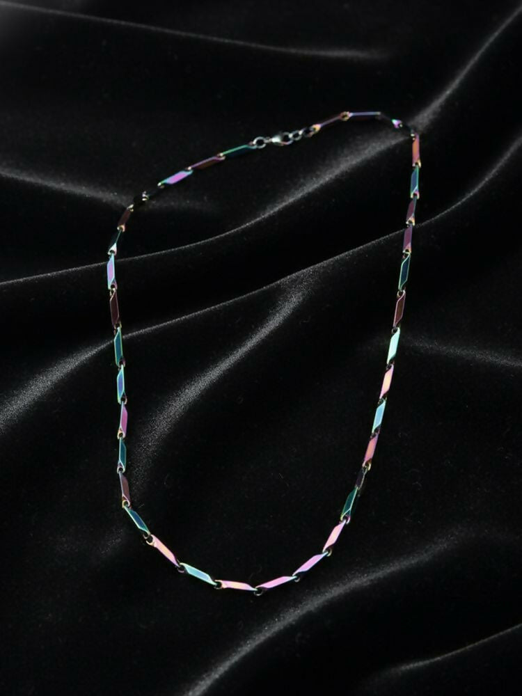 NVR Men's Handcrafted Multicolour Rhodium Plated Chain