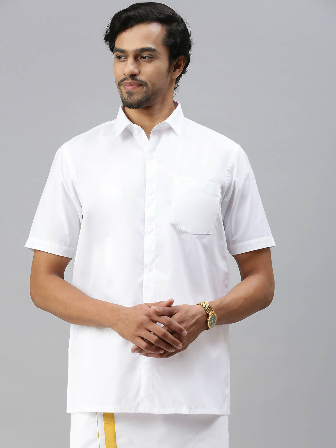 Ramraj Cotton Mens Half Sleeve White Shirt Plus Size - Soft Touch Cotton