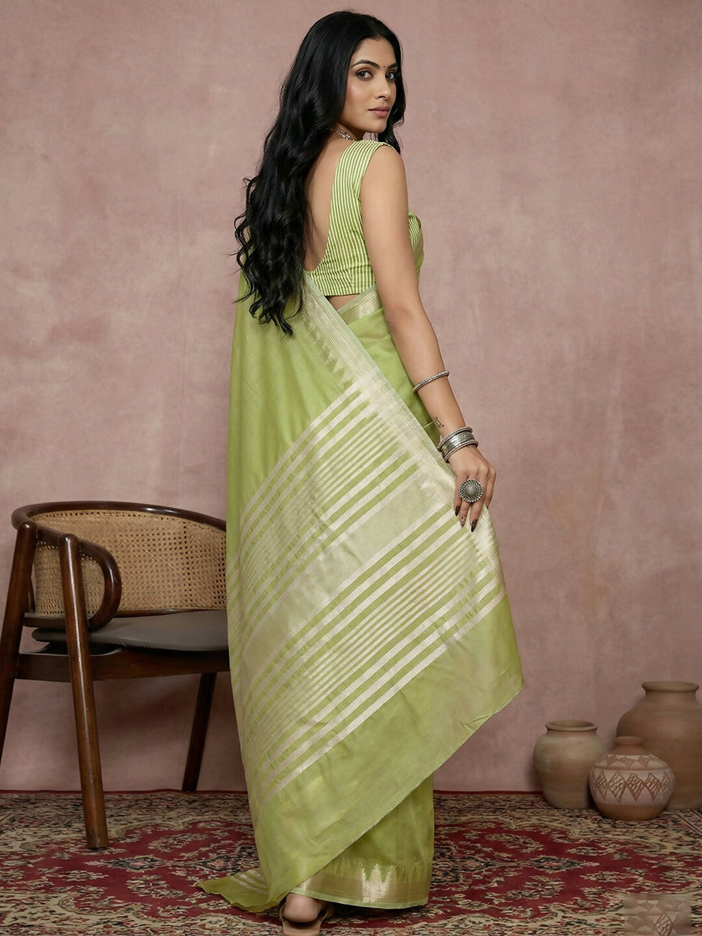 Shree Shyam Fashion Light Green Cotton Saree