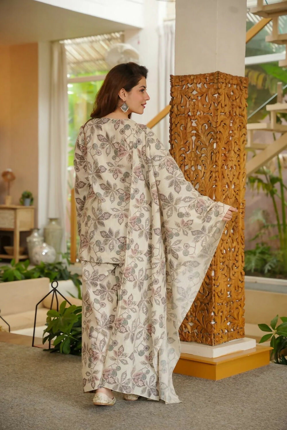 Aayaa Designer Printed Full Flared Suit