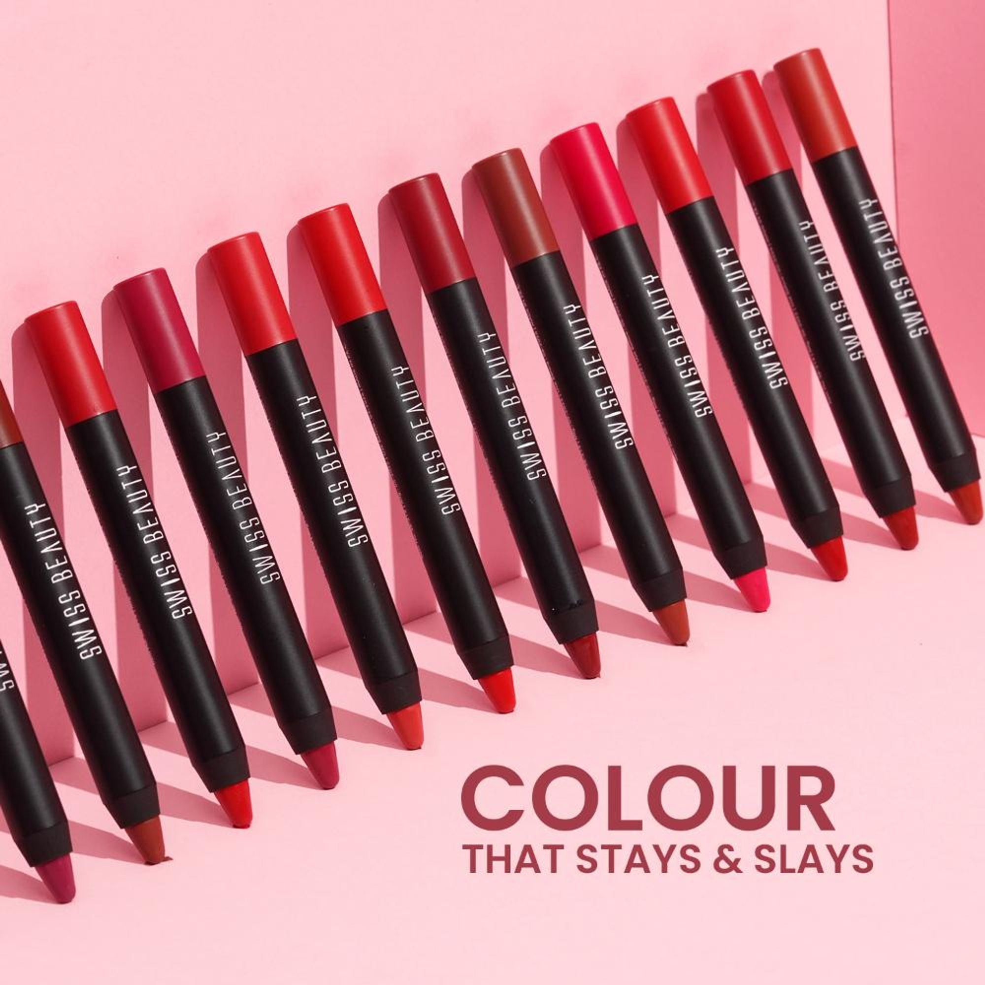 Swiss Beauty Matte Long Lasting Stay Maxx Lip Crayon Lipstick Matte Finish - Red Letter