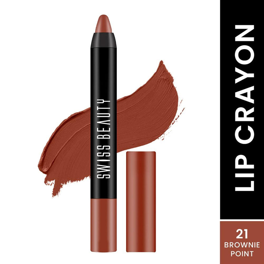 Swiss Beauty Matte Long Lasting Stay Maxx Lip Crayon Lipstick Matte Finish - Brownie Point