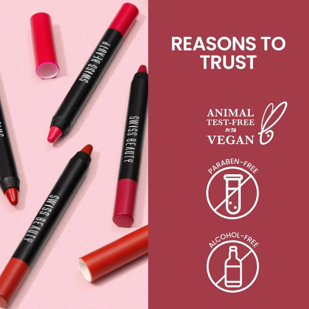 Swiss Beauty Matte Long Lasting Stay Maxx Lip Crayon Lipstick Matte Finish - Coffee