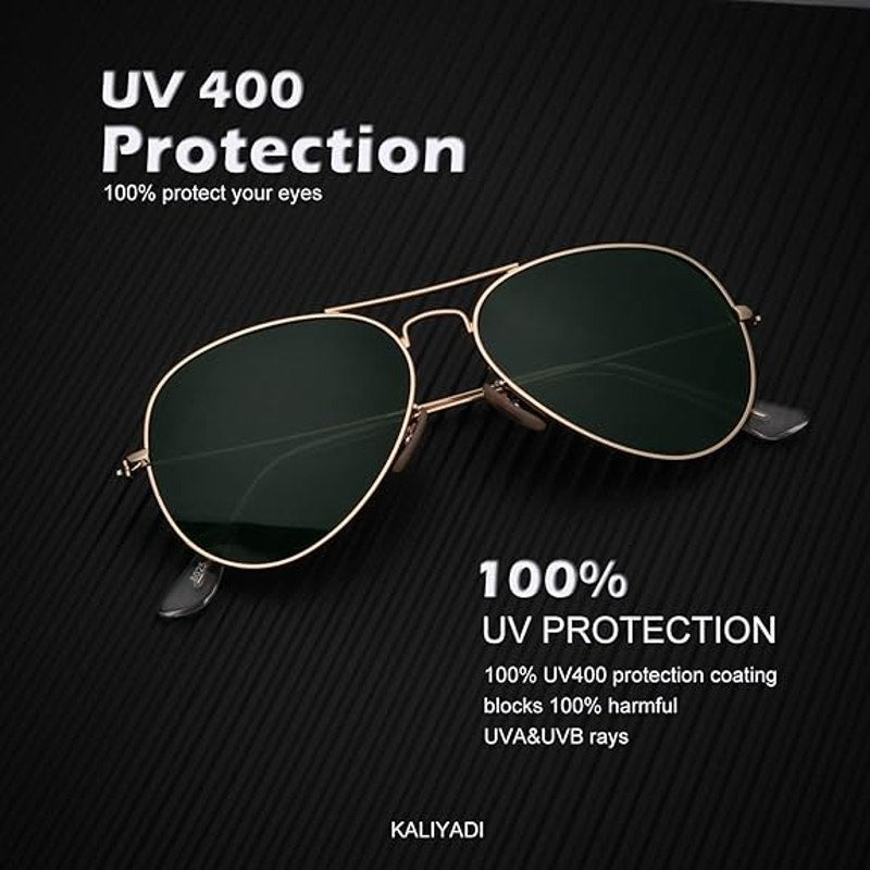New 3-Pack Kaliyadi Mens Black Brown Gray Classic Aviator UV Blocking Sunglasses