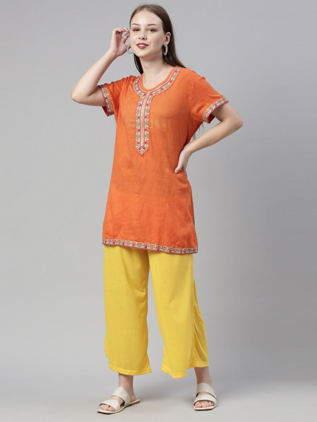Souchii Yellow Knitted Ethnic Palazzos