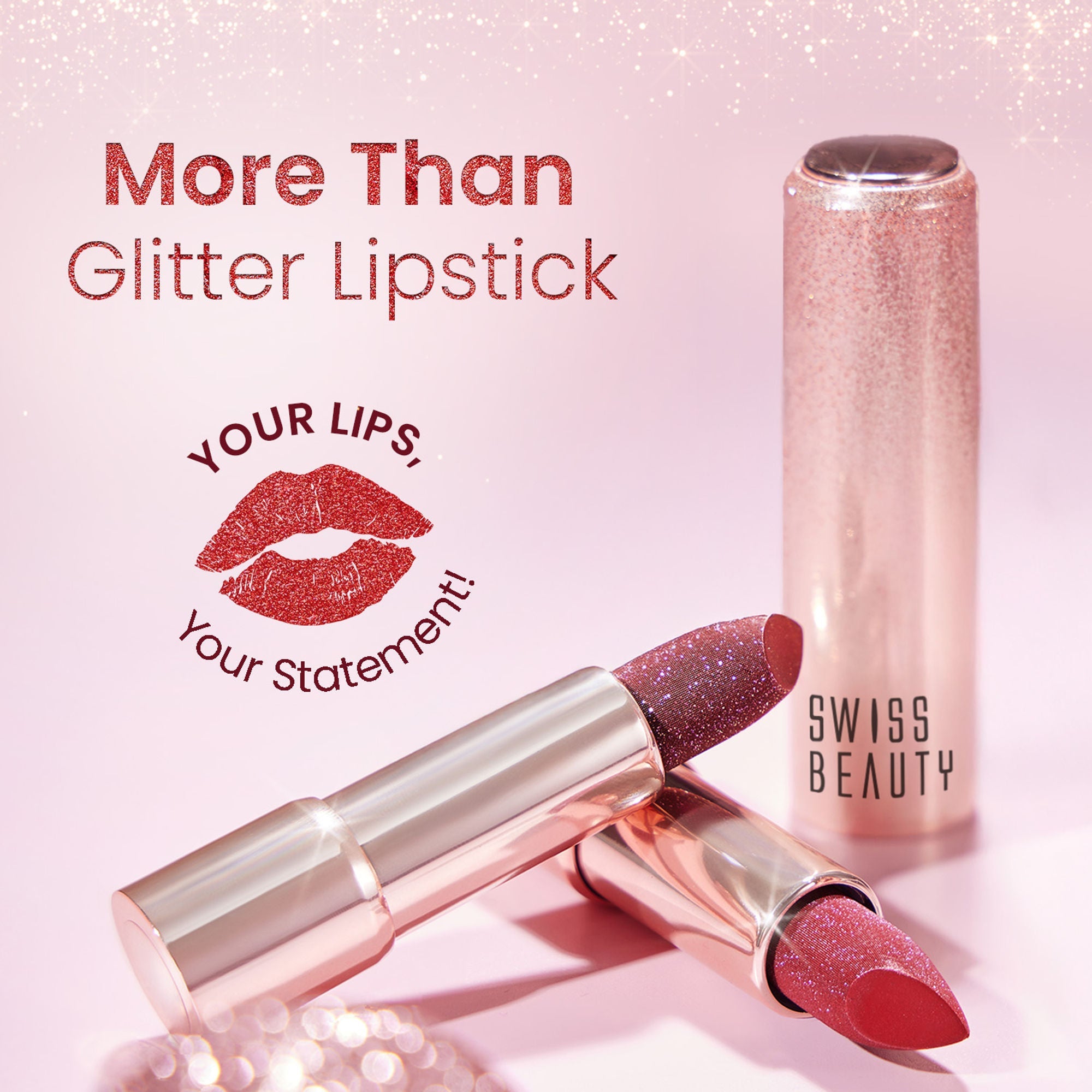 Swiss Beauty More Than Glitter Lipstick - 3 Glimmer Coral