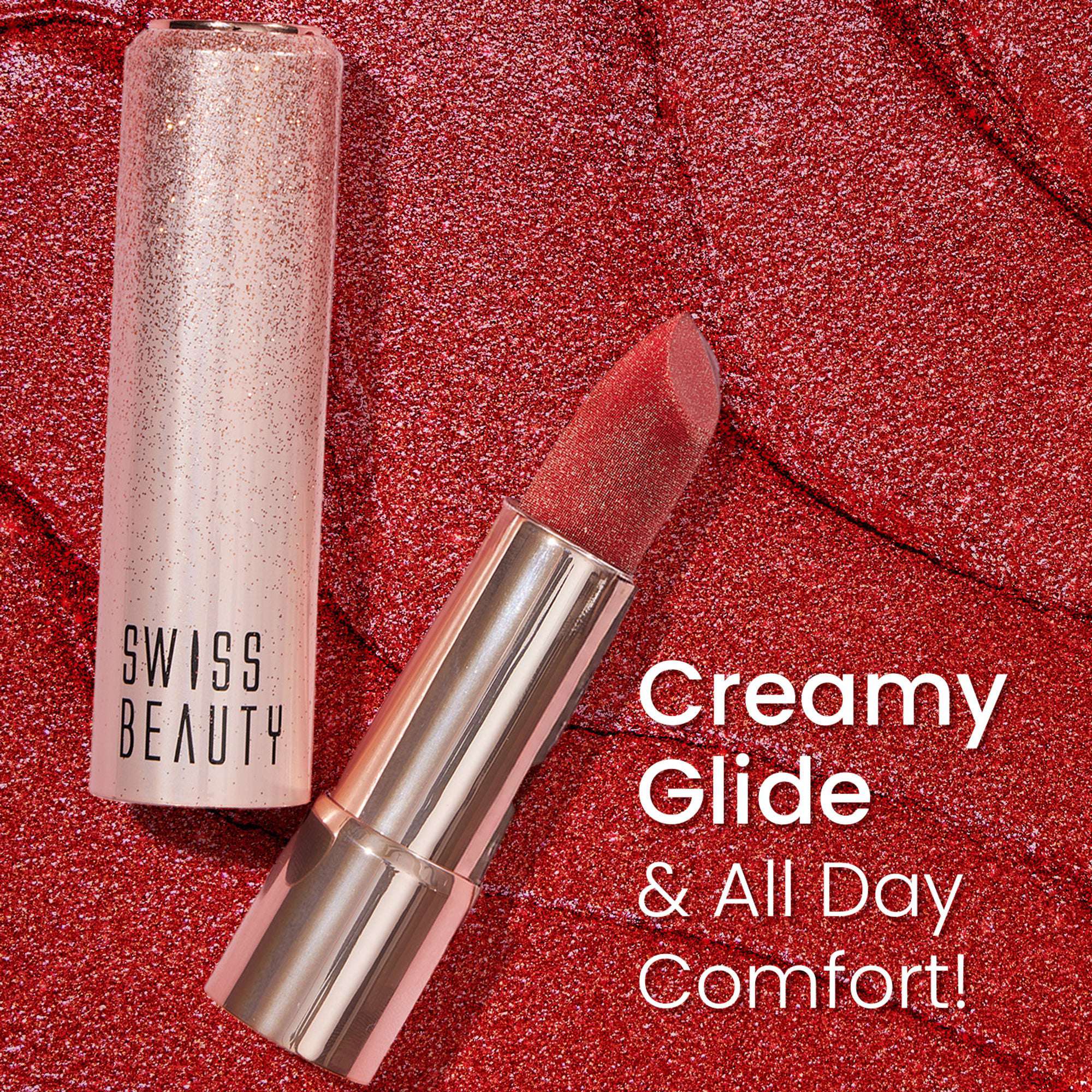 Swiss Beauty More Than Glitter Lipstick - 3 Glimmer Coral