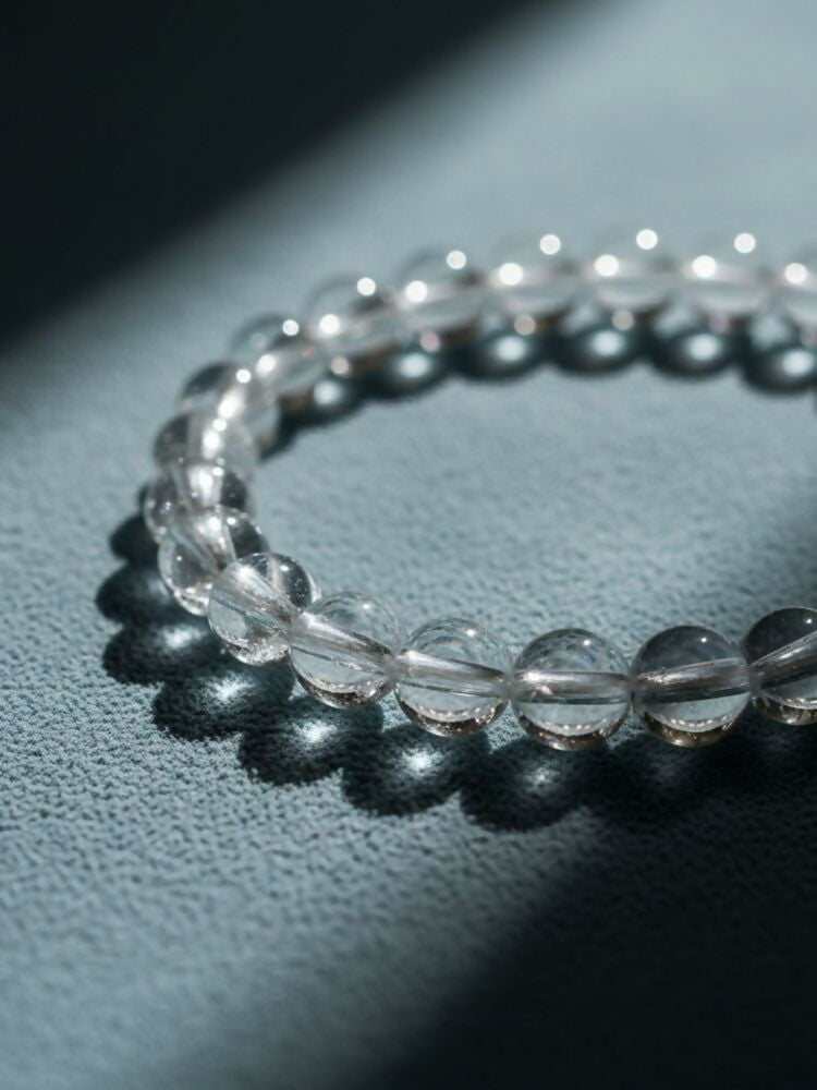 NVR White Crystal Beaded Bracelet for Men & Women