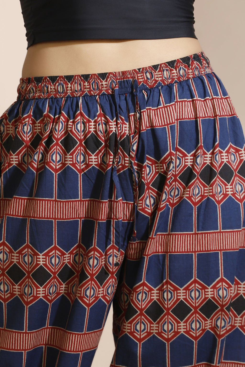 Breathables Women'S Blue Cotton Abstract Print Loungewear Co-Ord Set – Long Kurta & Pants