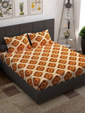 Story@home Unisex Yellow Geometric Cotton 152 TC 1 King Size Bedsheet with 2 Pillow Covers