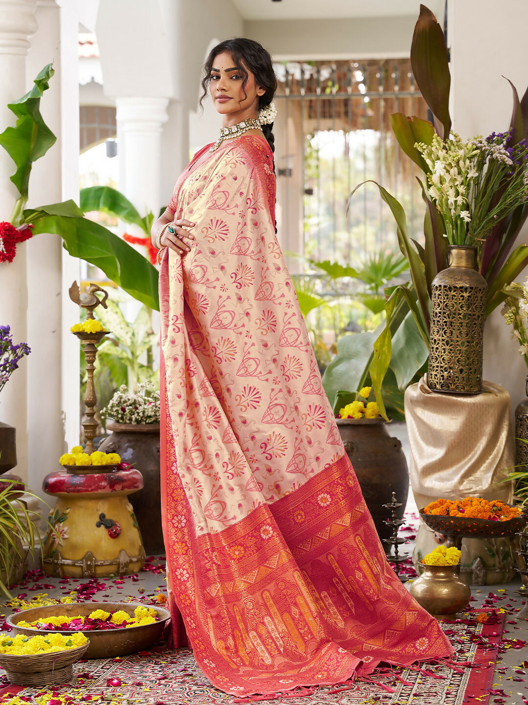 Shree Shyam Fashion Cream Soft Silk Saree