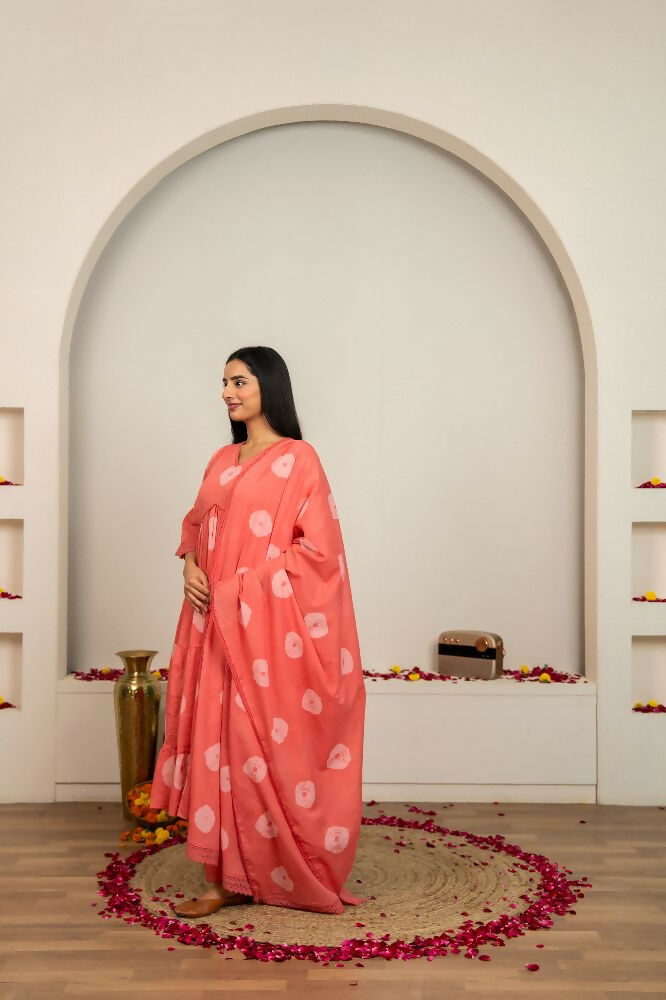 Joban Fashion Pink Tie & Dye Cotton Suit Set