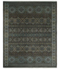 8x10 Fine Hand Knotted Brown and Blue Southwestern Traditional Antique Area Rug | AGR41