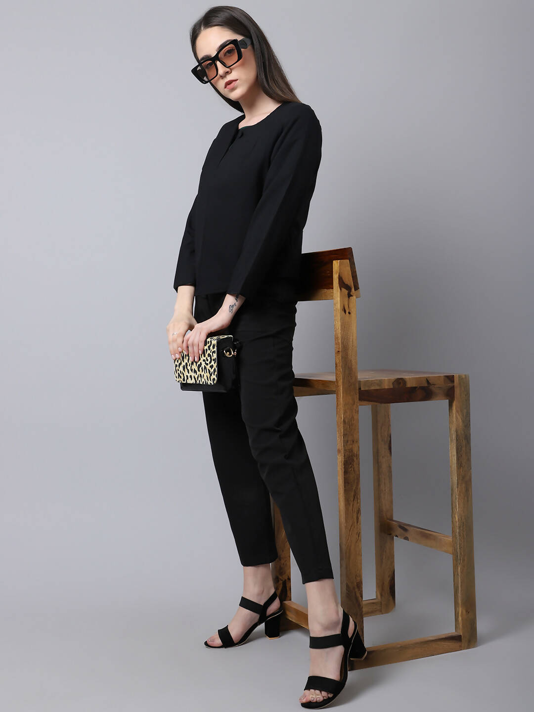 Even Apparels Black Polywool Open Front Statement Women's Jacket
