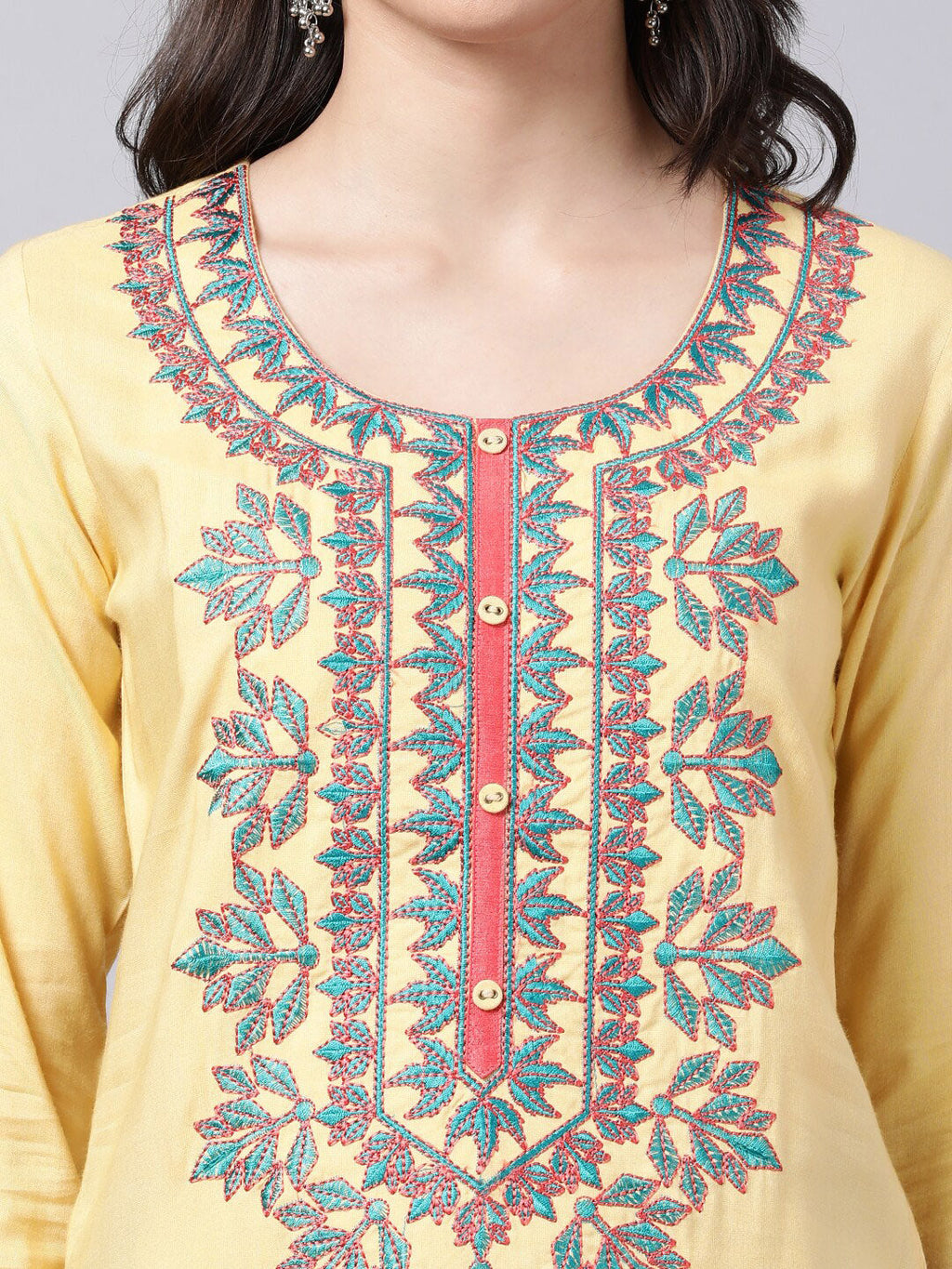 Souchii Women Cream-Coloured Ethnic Motifs Embroidered Kurta