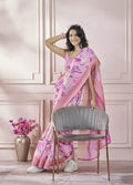 Anaita Pink Printed Pure Modal Silk Saree With Blouse