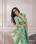 Anaita Light Green Printed Pure Modal Silk Saree With Blouse