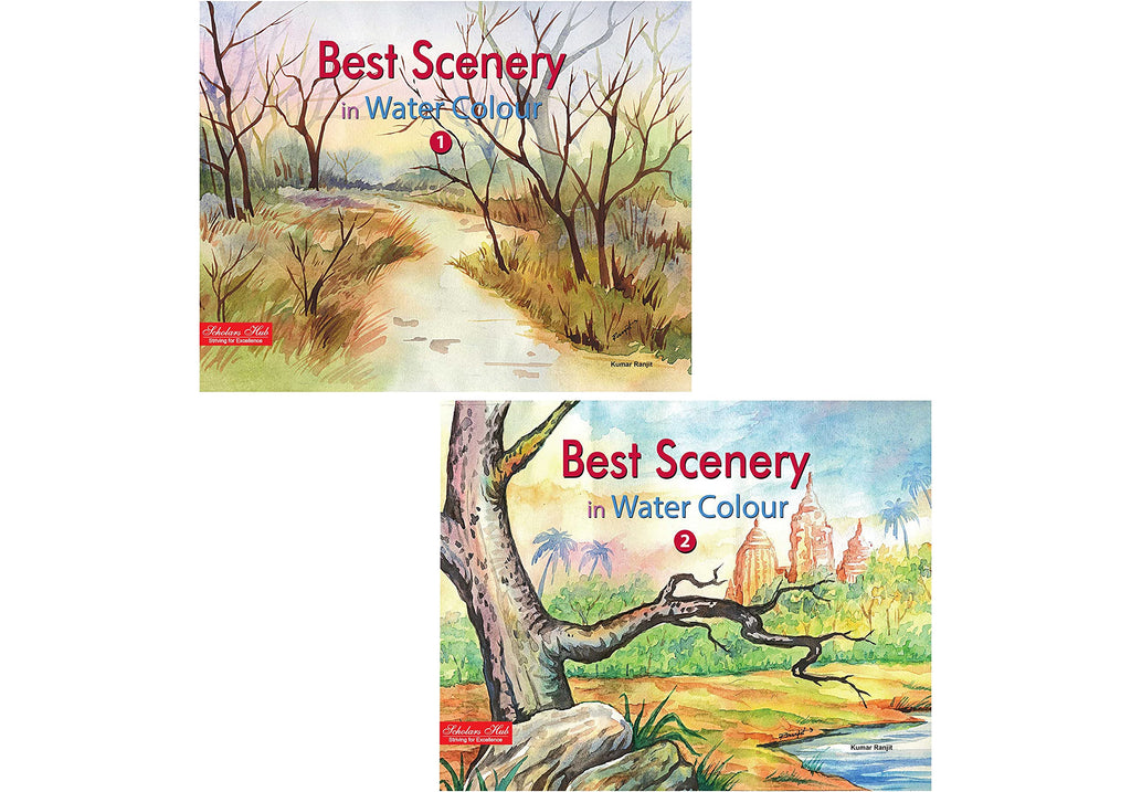 Scholars Hub Best Scenery In Water Colour Book- Vol-1, Vol 2 ( Set Of 2 Books) | 40 Pages
