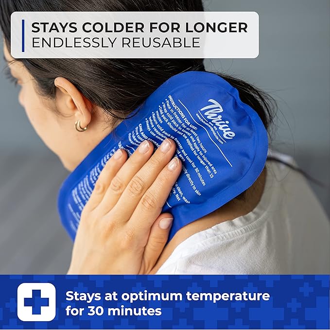 Thrive Reusable Ice Packs for Injuries - Large 2-Pack, Dark Blue - Long-Lasting Gel Cold Therapy - Ice Pack for Neck & Shoulders, Knee & Back Pain Relief