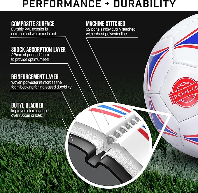 GoSports Premier Soccer Ball with Premium Pump 6 Pack, Size 3