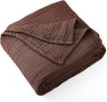 Carriediosa 100% Cotton Muslin Throw Blanket 90" X 90" Queen Size，4-Layers Summer Gauze Throws for Bed Couch，Soft Lightweight Breathable Linen Blankets Bedspread for Adults All Season，Dark Brown