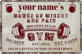 Custom Gym Sign Wall Art Decor Personalized Name Aluminum Metal Sign Retro Workout Room Fitness Center Tin Sign - house of misery and pain