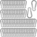 200 PCS 2'' Spring Snap Hook Carabiner, M5 3/16 Inch Galvanized Silver Steel Small Carabiner Clip, 220LBS Holding Capacity Quick Link Clip Keychain for Hammock Dog Leash & Camping Gym