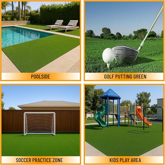 Ottomanson Artificial Turf Golf Hitting Mat 6'6" x 15' Indoor/Outdoor Waterproof Synthetic Fake Grass for Putting Practice Baseball Football Sports Gym Backyard, Custom Size 2' up to 30'