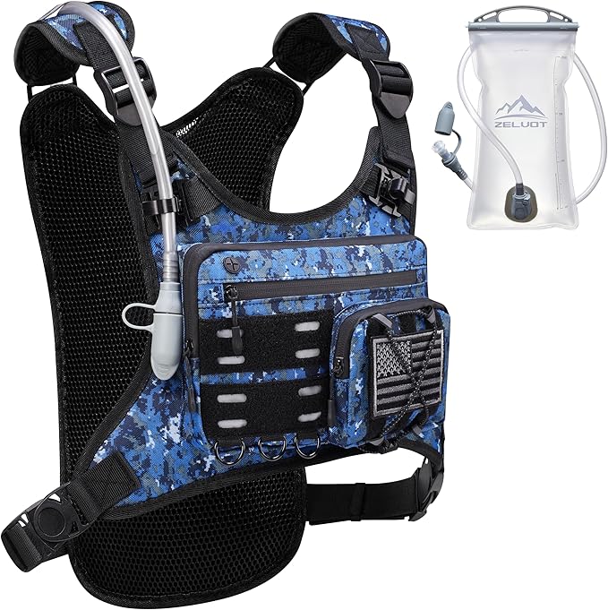 Running Vest with 2L Water Bladder, USA Original Patent, Lightweight Adjustable Chest Pack with Gear Holder, Reflective Running Hydration Vest for Women Men for Marathon