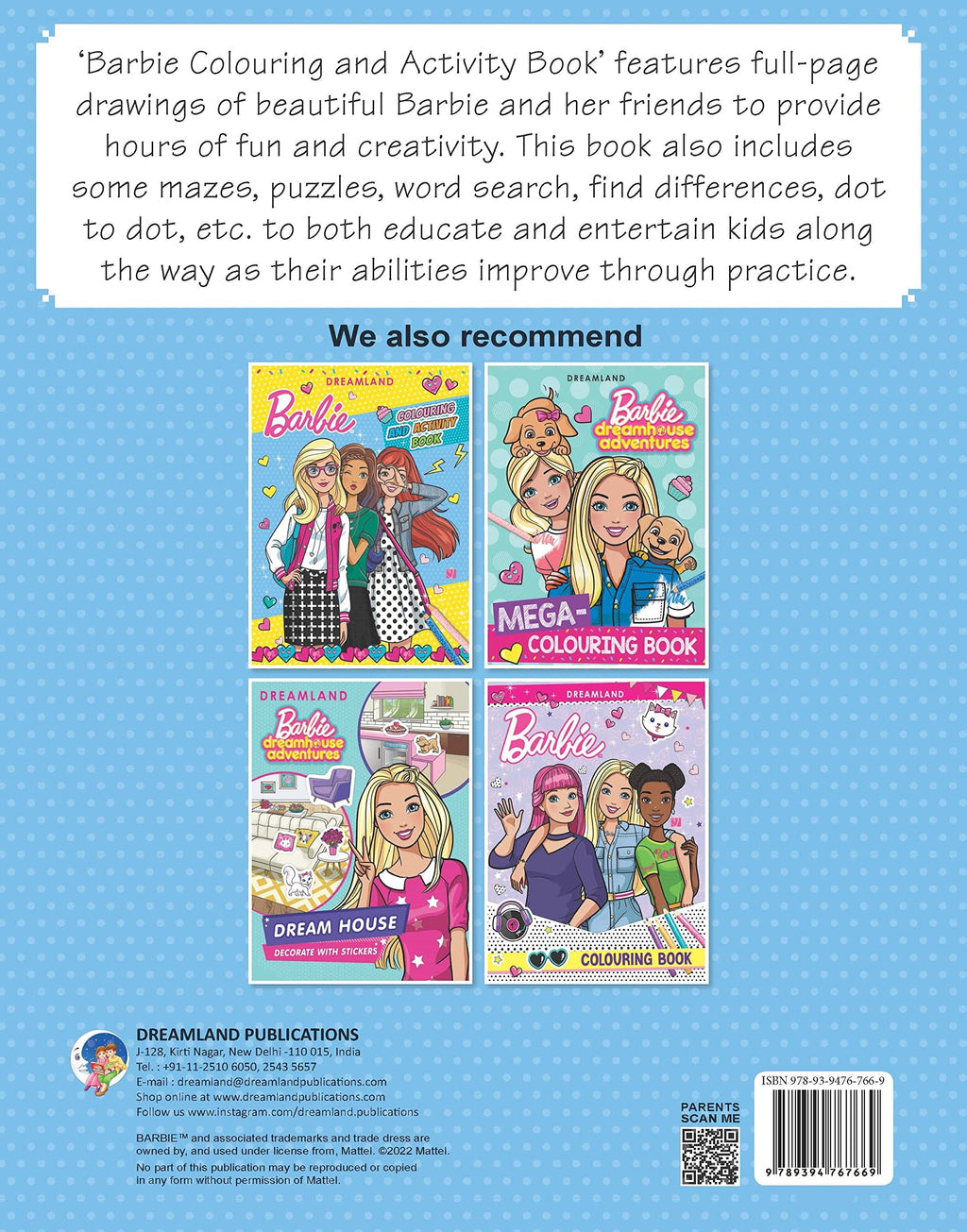 Dreamland Barbie Colouring and Activity Book