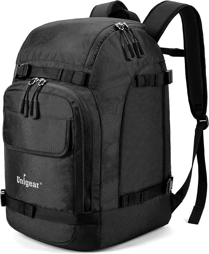 Unigear Ski Boot Bag Backpack for Helmet 50L/70L, Goggles, Gloves, Skis, Snowboard & Accessories (Black)