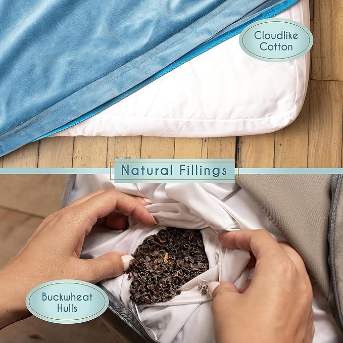 Florensi Meditation Cushion - Comfortable Floor Pillow - Traditional Tibetan Meditation Pillow with Beautiful Velvet Cover - Large Floor Cushion Seating for Adults - Premium Yoga Buckwheat Bolster